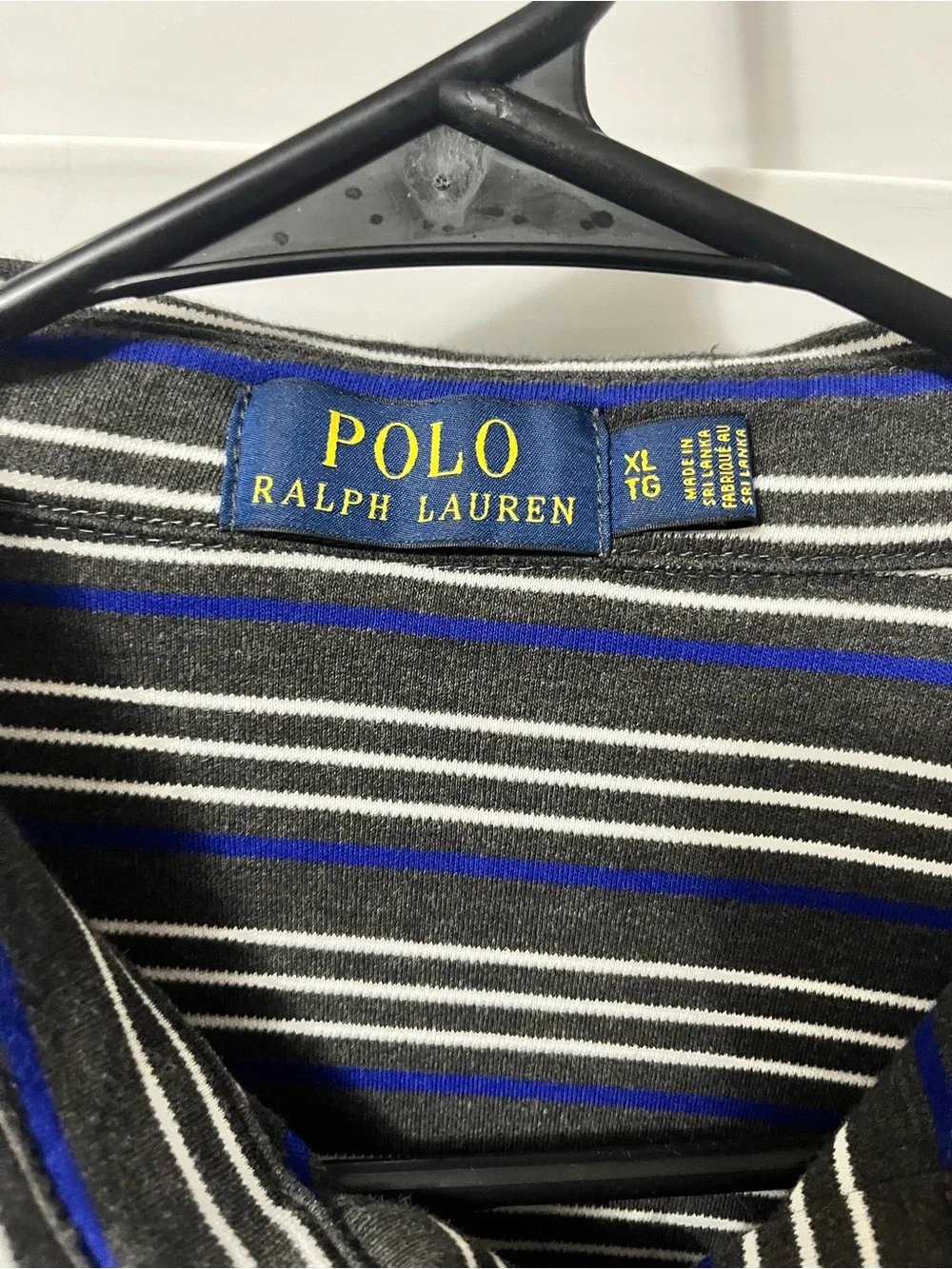 Ralph Lauren Navy and White Striped Polo Shirt